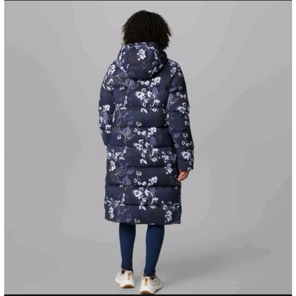 Columbia Women's Navy Floral Long Puffer Coat - Picture 2 of 13